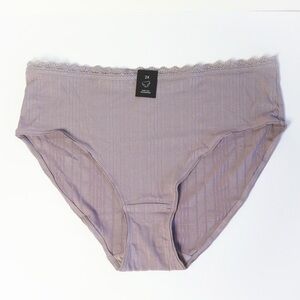 NWT Additionelle dusty purple mauve high cut bikini underwear cotton 2X plus